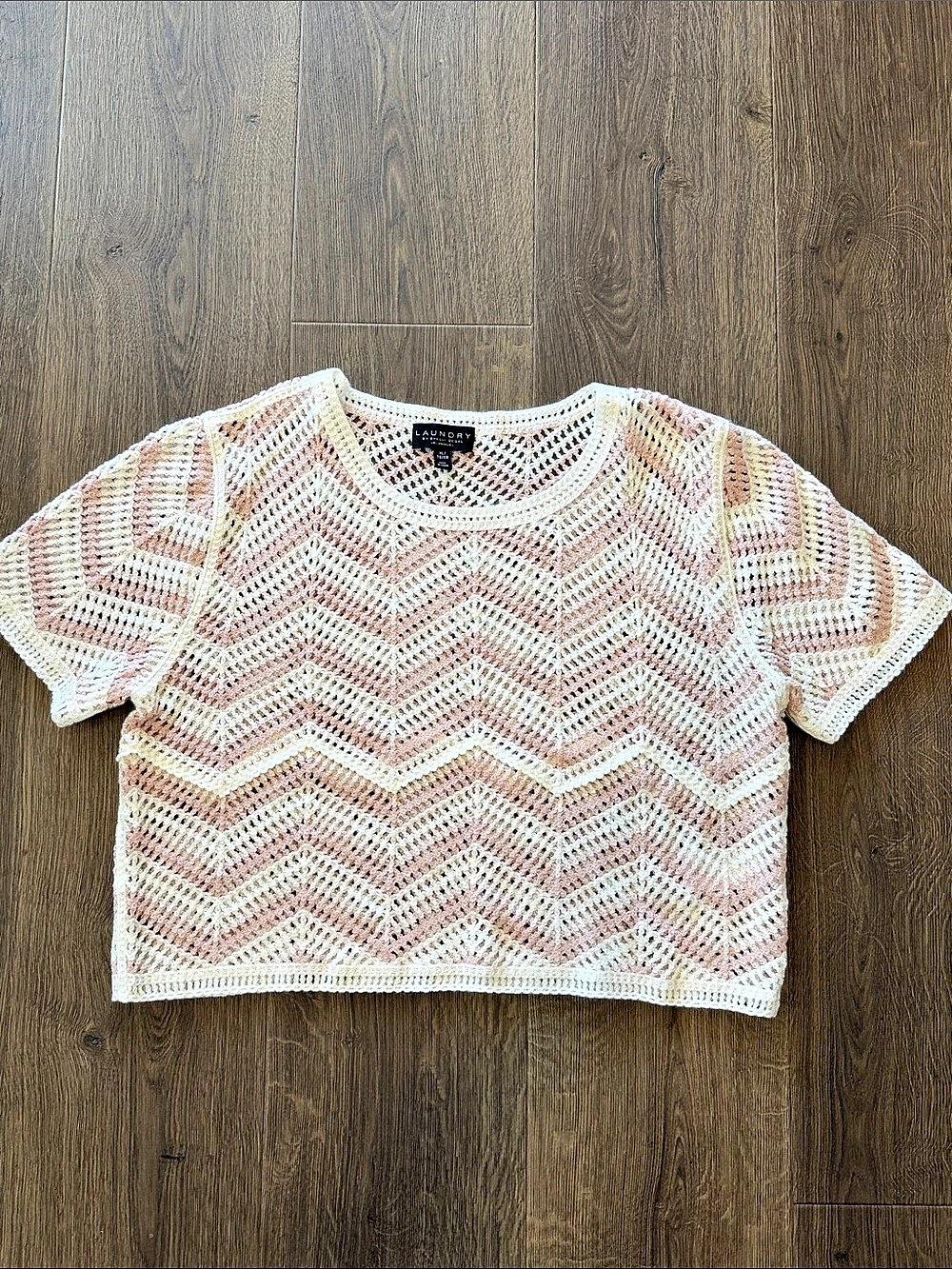 Laundry by Shelli Segal Geometric Knit Top in Pink & Cream Size XL